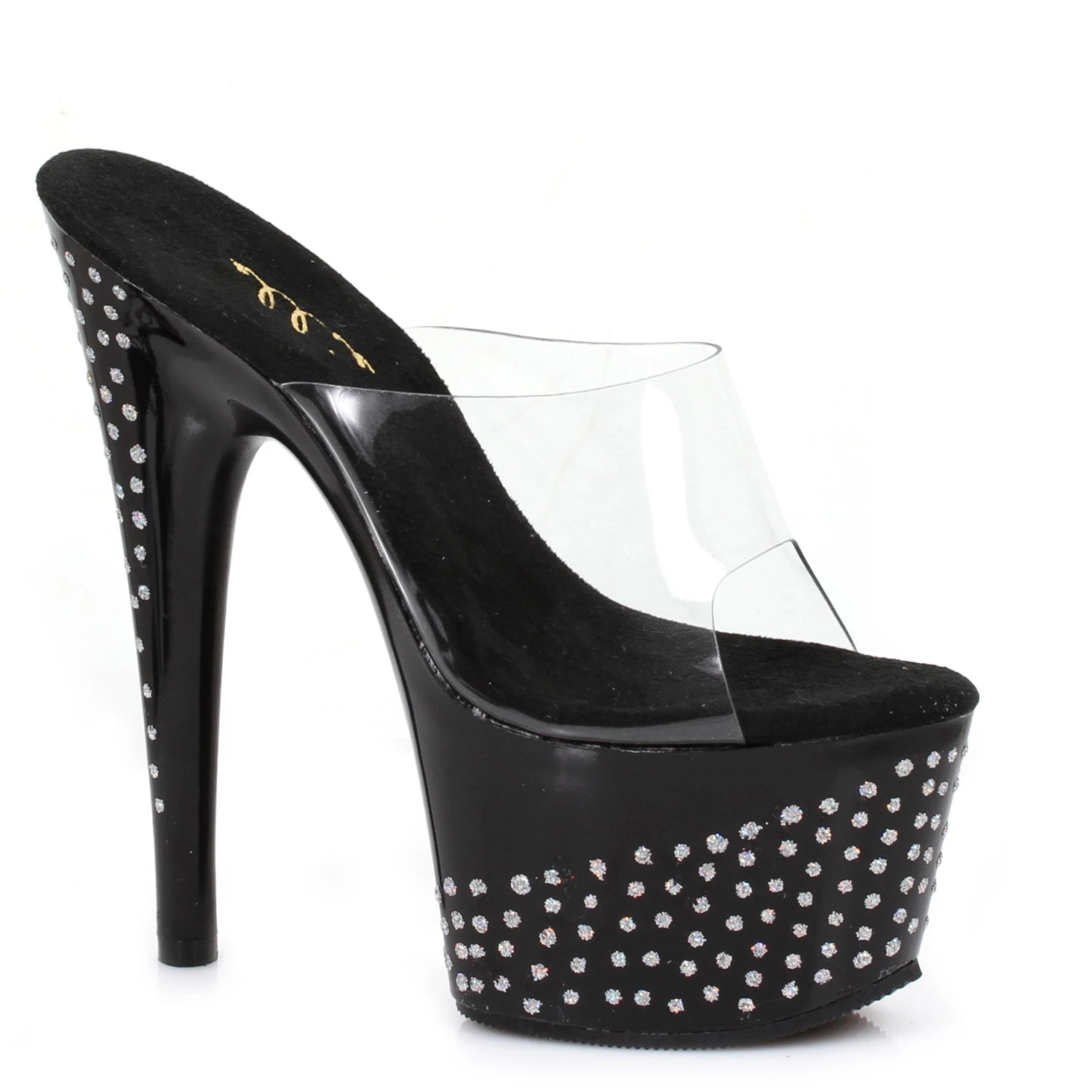 7 Pointed Stiletto Mule With Glitter Dots Platform 3 7 Pointed Stiletto Mule With Glitter Dots Platform