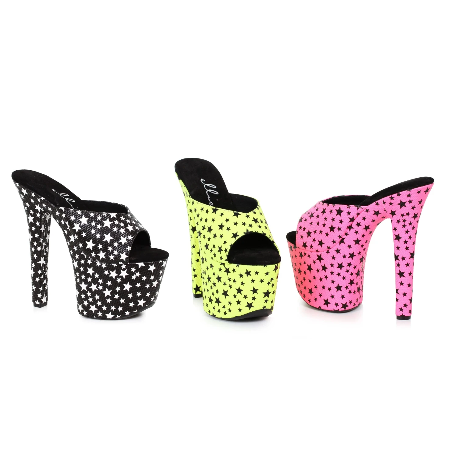 7 Heel Mule Sandal With Star Print 3 7 Heel Mule Sandal With Star Print