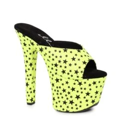 7 Heel Mule Sandal With Star Print 9 7 Heel Mule Sandal With Star Print -Be Wicked 711 GAZE yell