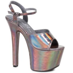 7 Heel Pointed Stiletto Sandal W/ Metallic Platform 11 7 Heel Pointed Stiletto Sandal W/ Metallic Platform -Be Wicked 711 LOLA pewt