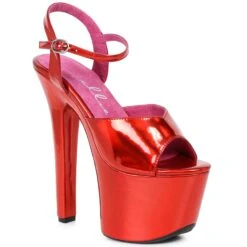 7 Heel Pointed Stiletto Sandal W/ Metallic Platform 12 7 Heel Pointed Stiletto Sandal W/ Metallic Platform -Be Wicked 711 LOLA red