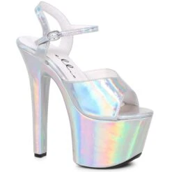 7 Heel Pointed Stiletto Sandal W/ Metallic Platform 13 7 Heel Pointed Stiletto Sandal W/ Metallic Platform -Be Wicked 711 LOLA slv