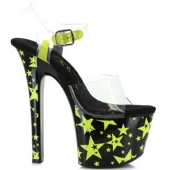 7 Heel With Blacklight Reflective Stars 7 7 Heel With Blacklight Reflective Stars -Be Wicked 711 STARLA YELL