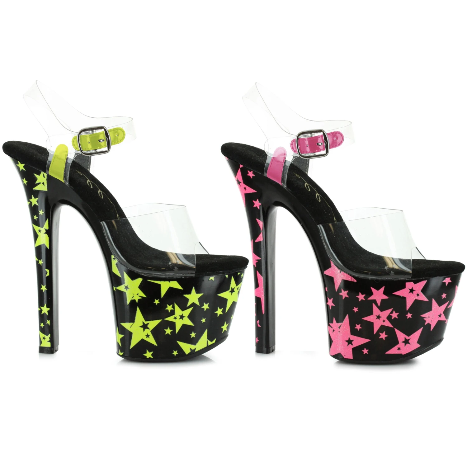 7 Heel With Blacklight Reflective Stars 3 7 Heel With Blacklight Reflective Stars