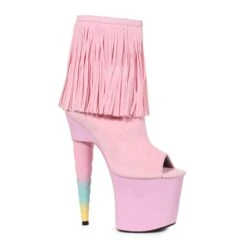 7 Unicorn Heel Platform Bootie With Fringe 12 7 Unicorn Heel Platform Bootie With Fringe -Be Wicked 777 PRINCE PNK