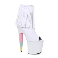 7 Unicorn Heel Platform Bootie With Fringe 11 7 Unicorn Heel Platform Bootie With Fringe -Be Wicked 777 PRINCE WHT