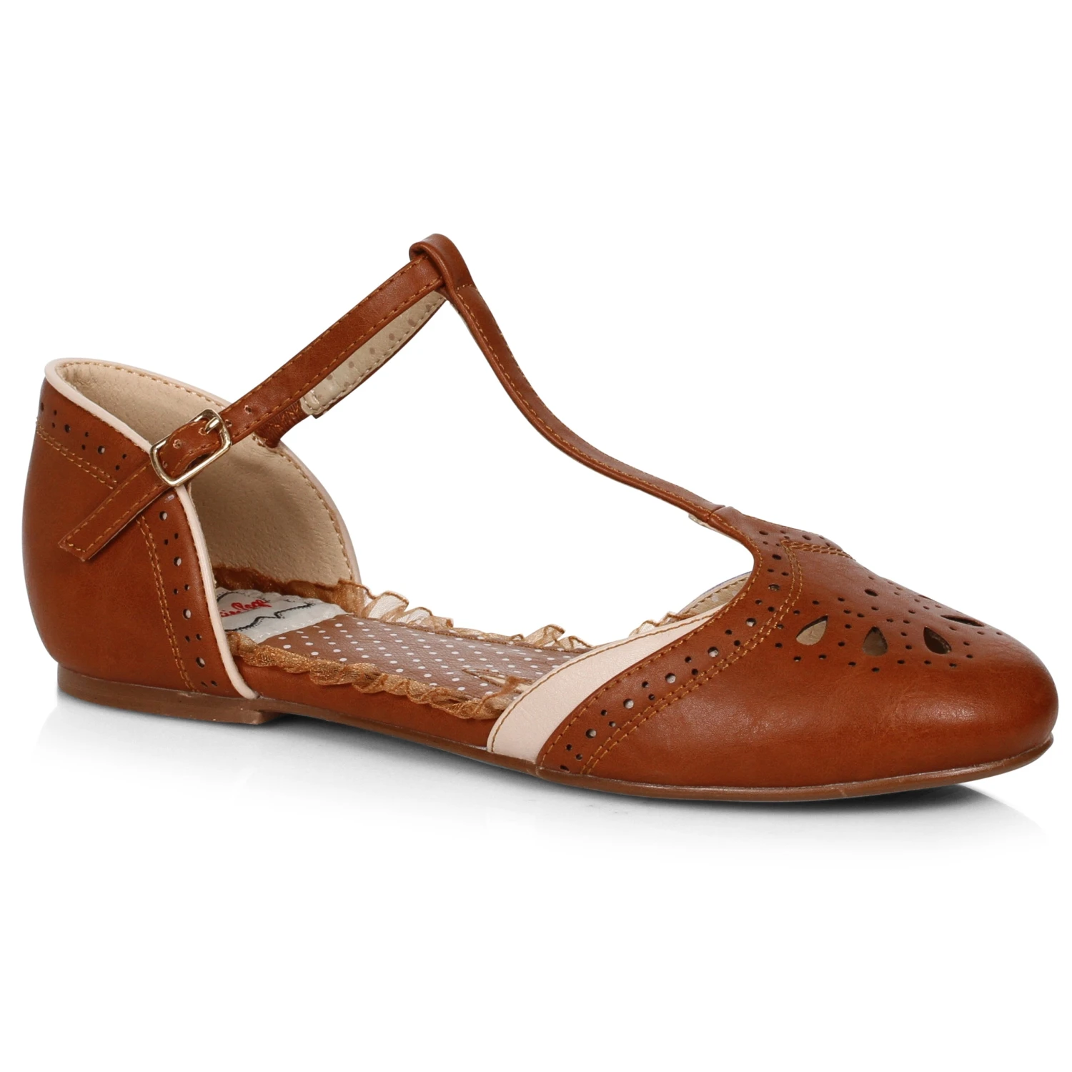 T-Strap Flat Shoe With Cutout Decor 4 T-Strap Flat Shoe With Cutout Decor - Image 2