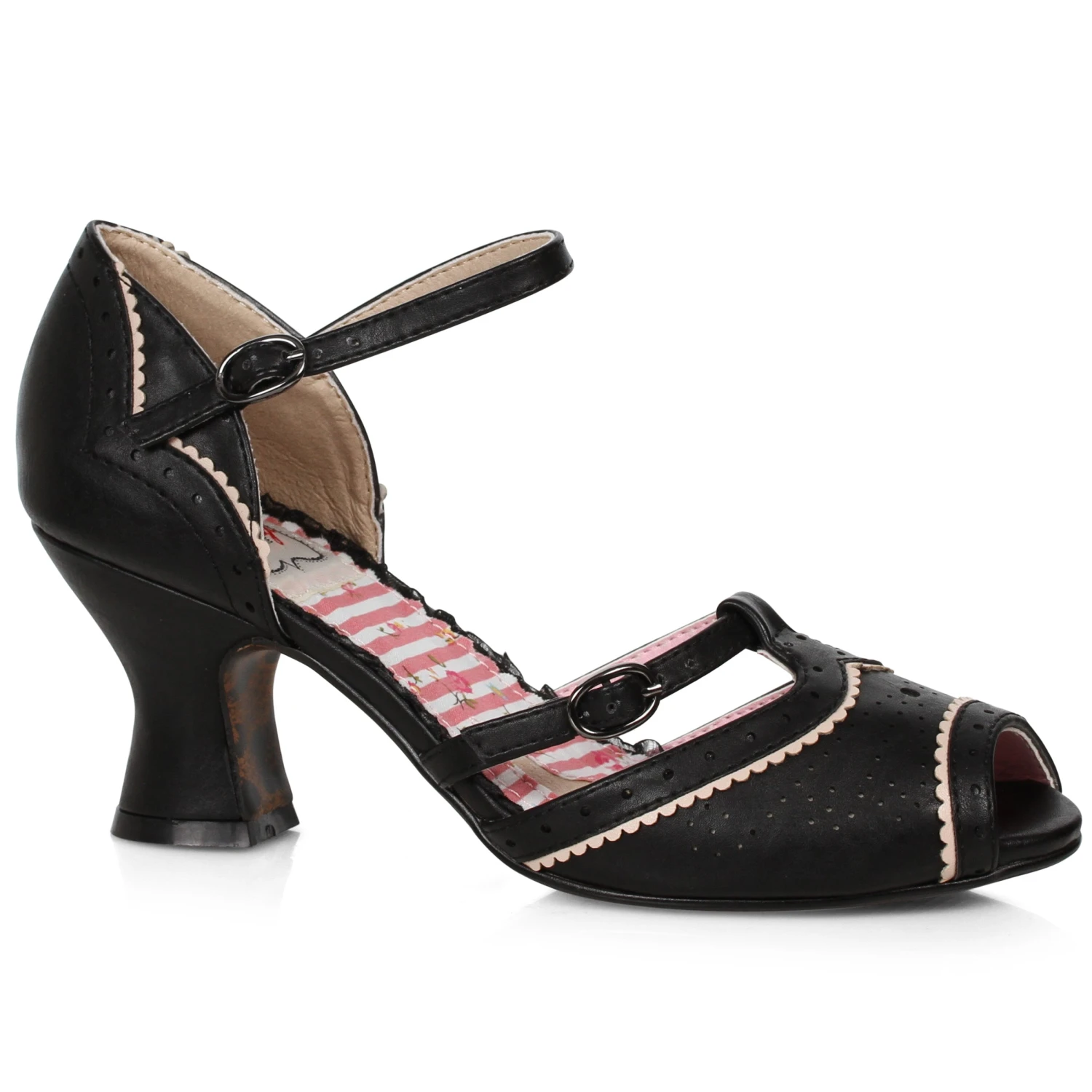 Two Toned T-Strap Peep Toe Shoe 3 Two Toned T-Strap Peep Toe Shoe