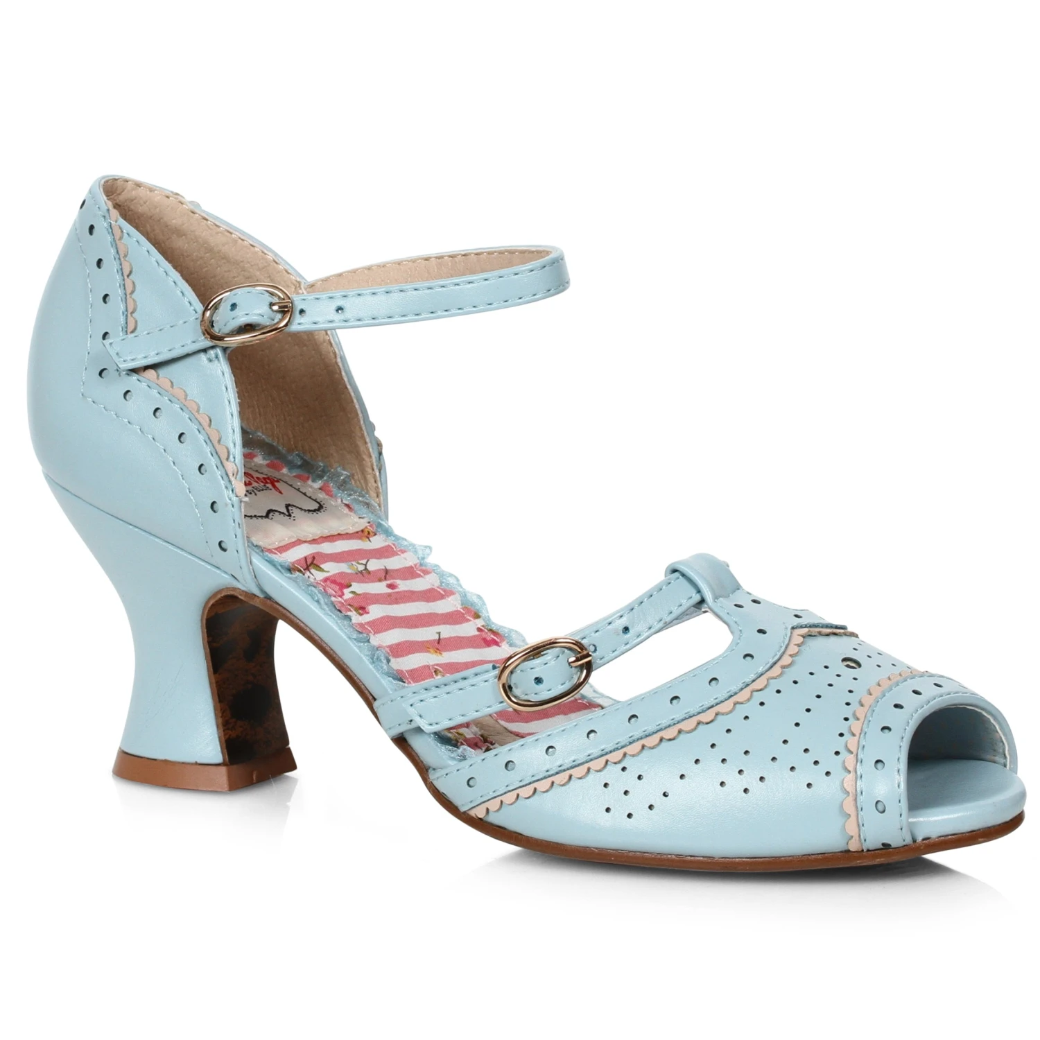 Two Toned T-Strap Peep Toe Shoe 4 Two Toned T-Strap Peep Toe Shoe - Image 2