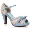4 Two Toned Peep Toe Sandal With Bow 2 4 Two Toned Peep Toe Sandal With Bow -Be Wicked BP401 Sue blue