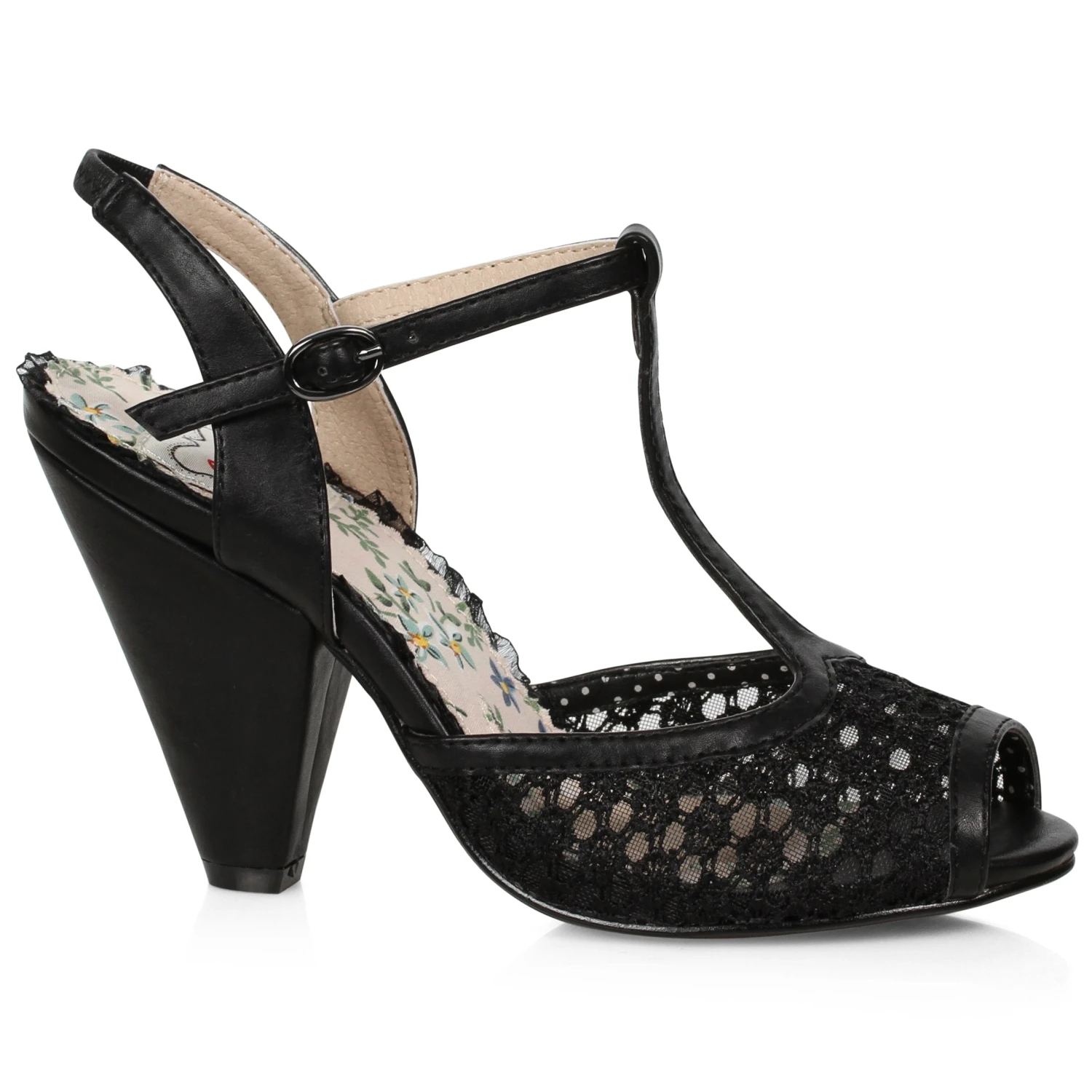 4 T-Strap Peep Toe Shoe With Lace 4 4 T-Strap Peep Toe Shoe With Lace - Image 2