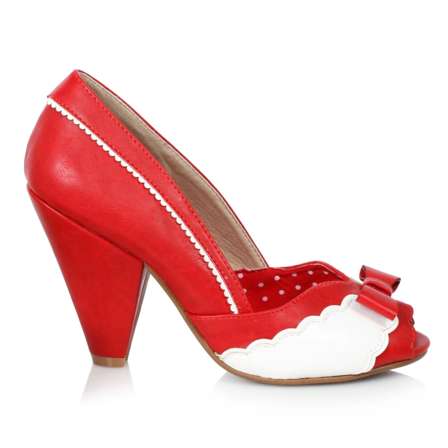 4 Peep Toe Shoe With Bow And Scalloped Detail 4 4 Peep Toe Shoe With Bow And Scalloped Detail - Image 2