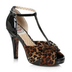 4 T-Strap Peeptoe With Leopard Print