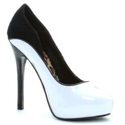 5 Heel Close Toe Pump With Lace Backing 7 5 Heel Close Toe Pump With Lace Backing -Be Wicked BP517 DIXIE wht