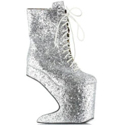 5.5 Heel Platform Glitter Ankle Boot 12 5.5 Heel Platform Glitter Ankle Boot -Be Wicked BP579 CHABLIS SLVG