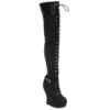 Knee High Lace Up Curve Wedge Boot -Be Wicked BP588 OPHELIA blkp