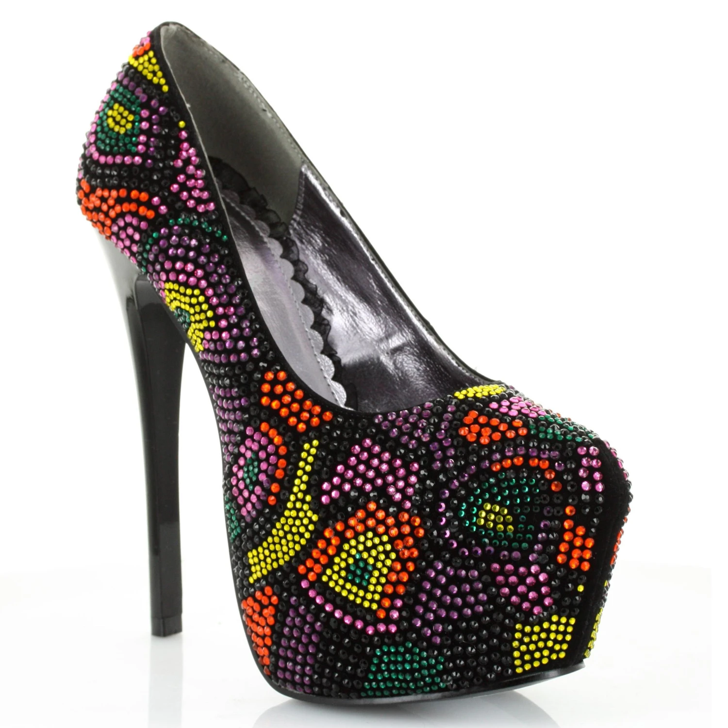 6 Heel W/ 2.25 Concealed Platform Multi-Color Stones Pump 3 6 Heel W/ 2.25 Concealed Platform Multi-Color Stones Pump