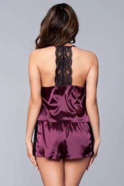 Be Wicked Jasmina Satin Cami & Short Set Purple 7 Be Wicked Jasmina Satin Cami & Short Set Purple -Be Wicked BW1787PR back web 130377