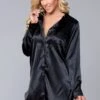 Be Wicked Kimberly Satin Sleepshirt Black -Be Wicked BW1788BK front web 845178