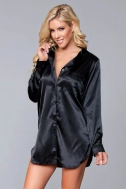 Be Wicked Kimberly Satin Sleepshirt Black