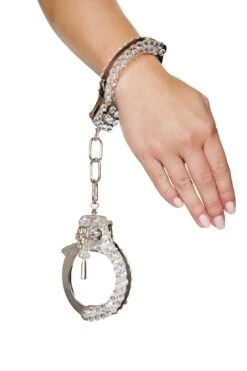 Silver Handcuffs With Rhinestones