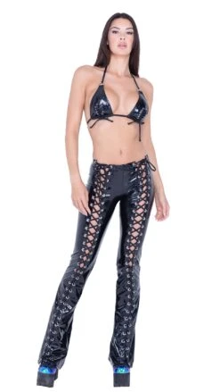 PVC Lace-Up Triangle Top 13 PVC Lace-Up Triangle Top -Be Wicked FE310 FE255 BLK FT