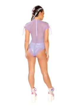 Mesh Lace-Up Shoulder Bodysuit 21 Mesh Lace-Up Shoulder Bodysuit -Be Wicked FF278 LAV BK