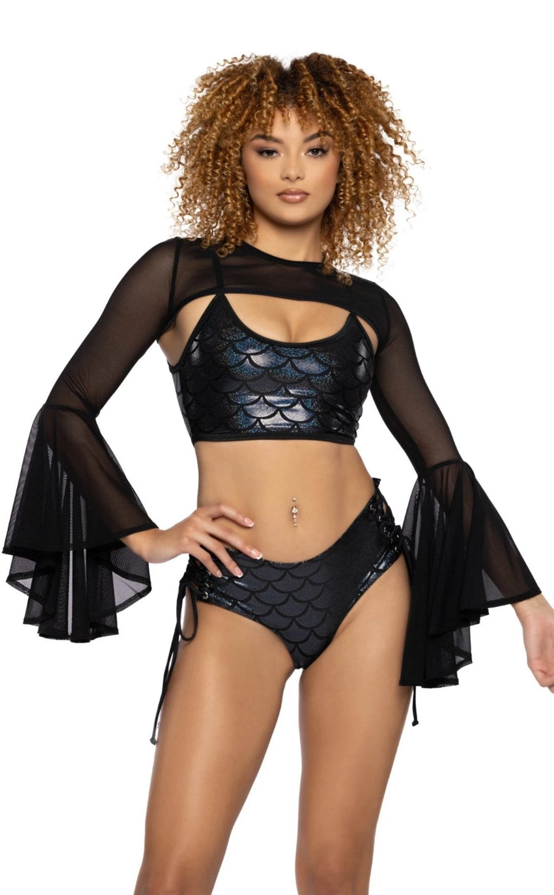 Bell-Sleeve Mesh Shrug 3 Bell-Sleeve Mesh Shrug