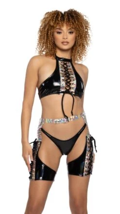 PVC & Prism Lace-Up Top