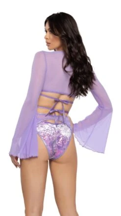 Sequin Velvet & Mesh Wrap Top 9 Sequin Velvet & Mesh Wrap Top -Be Wicked JR133 JR134 LAV BK