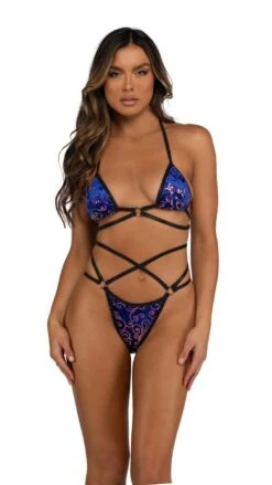 Sequin Velvet Triangle Top And Cross-Bottom Set