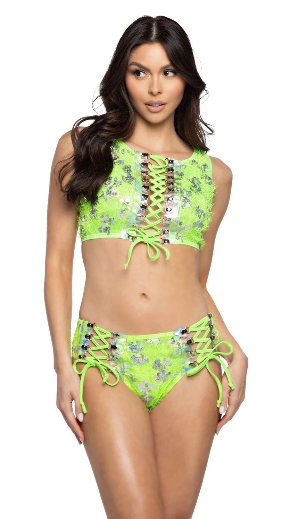 Eyelash Sequin & Prism Lace-Up Top 3 Eyelash Sequin & Prism Lace-Up Top