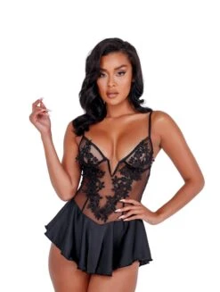 Floral Babydoll -Be Wicked LI379 Blk