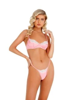 Lace & Satin Underwire Bra Set 18 Lace & Satin Underwire Bra Set -Be Wicked LI394 Pink