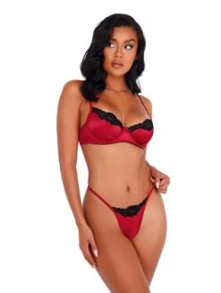 Lace & Satin Underwire Bra Set 25 Lace & Satin Underwire Bra Set -Be Wicked LI394 Red