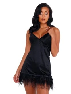 Soft Satin Chemise With Ostrich Feathered Trim 8 Soft Satin Chemise With Ostrich Feathered Trim -Be Wicked LI400 Blk 3db60984 548f 4d57 88e2 c5466552e51e