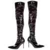 Faux Stretch Leather And Patent Thigh High With Ruching