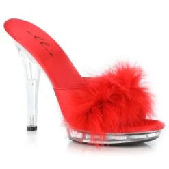 5 Heel Maribou Slipper -Be Wicked Sasha red