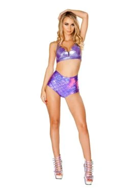 Purple Mermaid High Waisted Shorts