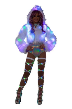 Light Up Fur Hooded Cropped Jacket 9 Light Up Fur Hooded Cropped Jacket -Be Wicked cl524 mlt frt2 1