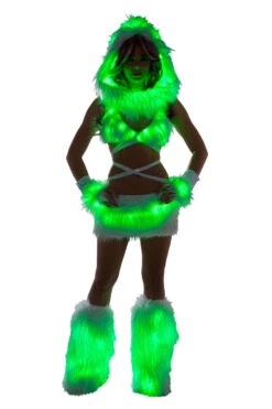 White Fur Light-Up Infinity Hood With Green Lights 7 White Fur Light-Up Infinity Hood With Green Lights -Be Wicked ff426 ff427 ff428 ff429 ff430 grn