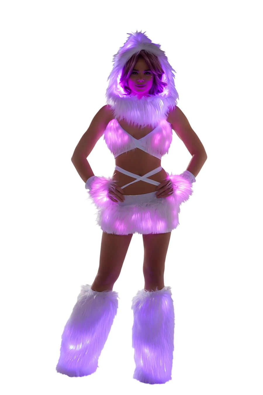 White Fur Light-up Skirt With Pink Lights 3 White Fur Light-up Skirt With Pink Lights