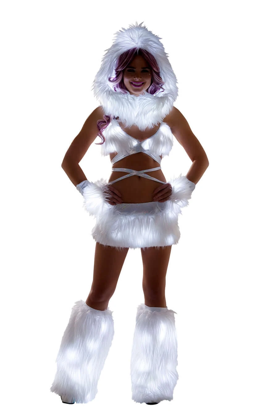 White Fur Light-up Wrap Top With White Lights 4 White Fur Light-up Wrap Top With White Lights - Image 2