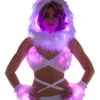 White Fur Light-up Wrap Top With Pink Lights 1 White Fur Light-up Wrap Top With Pink Lights -Be Wicked ff426 pnk