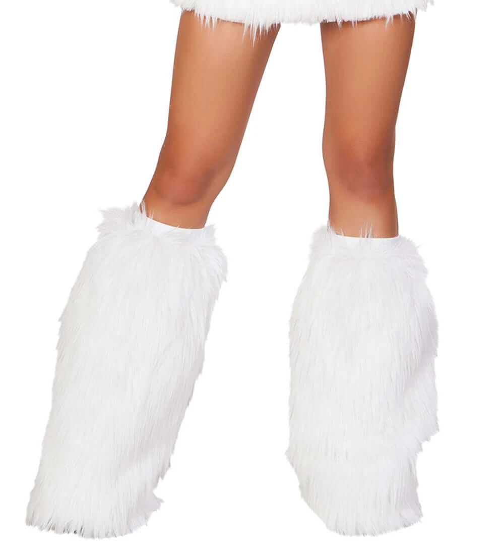 White Fur Light-up Legwarmers With Pink Lights 4 White Fur Light-up Legwarmers With Pink Lights - Image 2