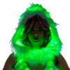 White Fur Light-Up Infinity Hood With Green Lights 2 White Fur Light-Up Infinity Hood With Green Lights -Be Wicked ff430 grn