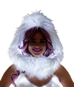 White Fur Light-Up Infinity Hood With White Lights