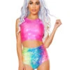 Diamond Hologram High-Waist Short 1 Diamond Hologram High-Waist Short -Be Wicked ff610 dmn frt2