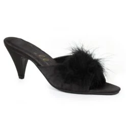 Satin Maribou Slippers -Be Wicked phoebe blk