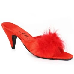 Satin Maribou Slippers -Be Wicked phoebe red